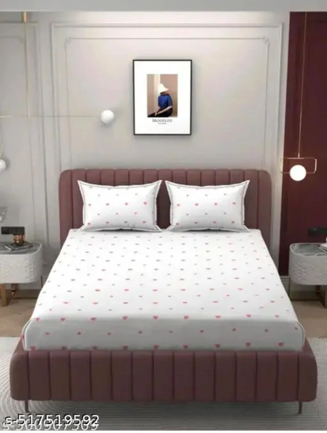 Microfiber Cotton King Size Fitted Bedsheet 300 TC | Printed Elastic Bedsheet image 2