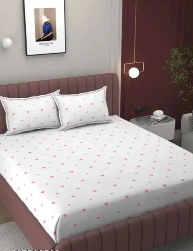 Microfiber Cotton King Size Fitted Bedsheet 300 TC | Printed Elastic Bedsheet image 3