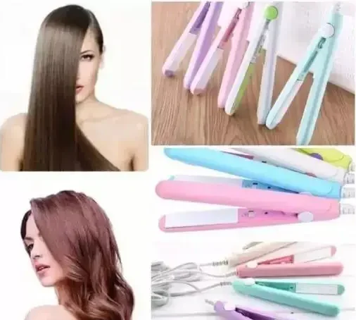 Mini Keratin Hair Straightener with Floating Plates | Professional Selfie Hair Straightener Wired Pink | Portable Pack of 1 image 1