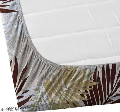 Cotton Elastic Fitted Bedsheet King Size with Pillow Covers | 200 TC Soft Double Bed Sheet Grey thumbnail 2