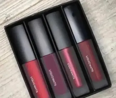 Waterproof Matte Liquid Lipstick Set of 4 Red Edition Combo | Long Lasting Lip Color Pack India | Includes Brush Set thumbnail 0