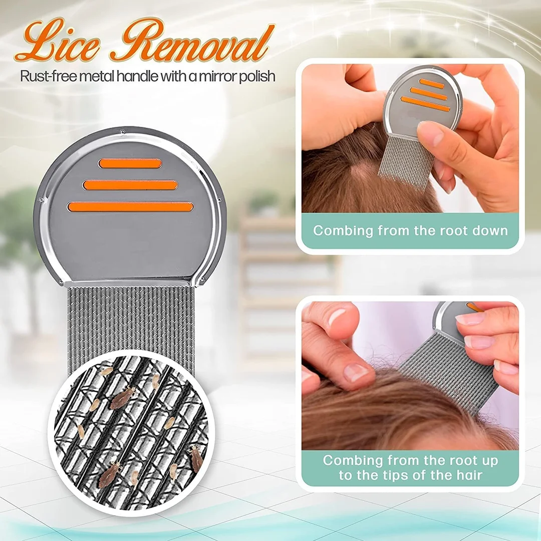 Faigy Lice Comb for Women and Kids | Stainless Steel Lice Terminator Fine Egg Nit Removal Comb | Scalp Louse and Eggs Remover (Pack of 2) image 2