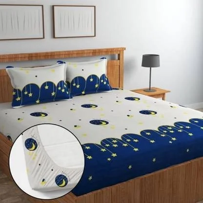 Cotton Double Bedsheet with 2 King Size Pillow Covers 220 TC Ultrasoft Wrinkle Free Breathable Flat Bed Sheet 90 x 90 Inches for Summer Comfort image 1