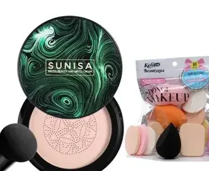 Sunisa 3 in 1 Air Cushion CC and BB Cream Waterproof Foundation 6 in 1 Makeup Sponge Set image 3