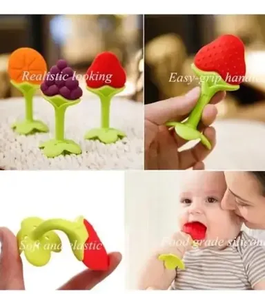 Baby Silicone Teether Pack of 2 | BPA-Free Soft Silicone Teething Toy for Infants |Months thumbnail 1