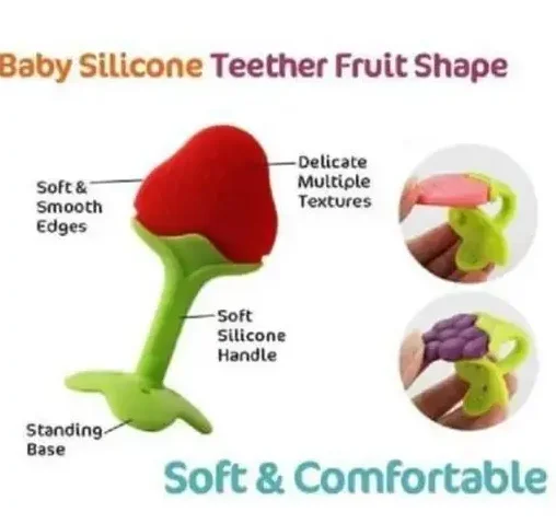 Baby Silicone Teether Pack of 2 | BPA-Free Soft Silicone Teething Toy for Infants |Months image 3