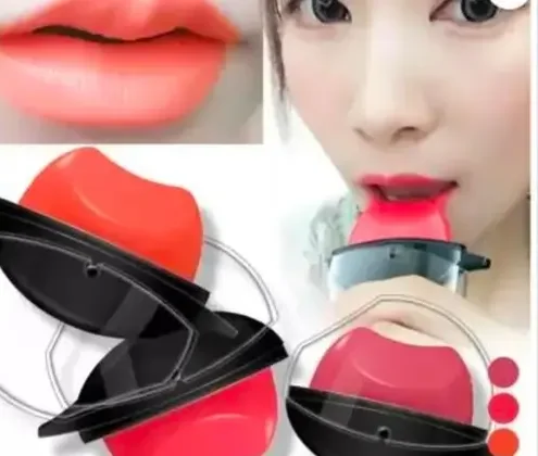 Red Apples Shape Lipstick Waterproof | 36h Eyeliner Long Lasting Makeup Combo by Coral Pink Glossy Finish Free Puff image 1