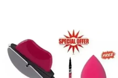 Red Apples Shape Lipstick Waterproof | 36h Eyeliner Long Lasting Makeup Combo by Coral Pink Glossy Finish Free Puff thumbnail 3