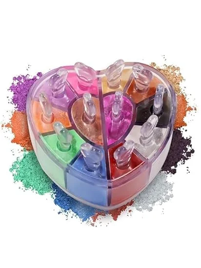 12 Colour Heart Shape Silky Shine Eyeshadow Palette Multicolour Powder Makeup Kit for Women Long Lasting Blendable, Professional Eye Shadow 12‑Shade Kit India image 1