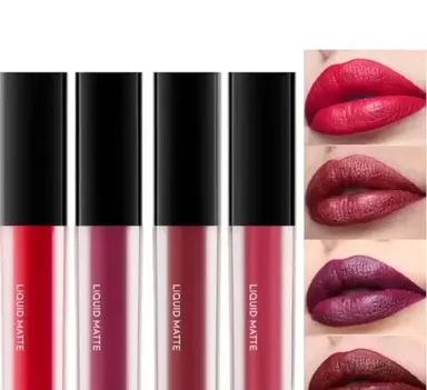 Red Edition Matte Liquid Lipstick Combo 4pc + 36h Waterproof Eyeliner Pack | Long Lasting Lip & Eye Set thumbnail 3