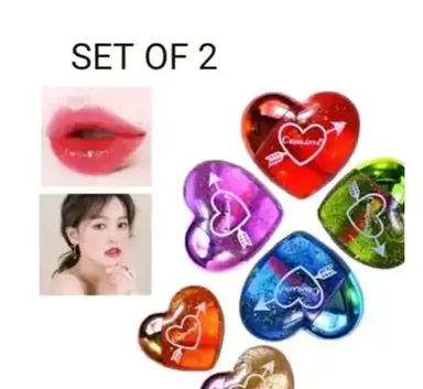 Lip Gloss Tint for Dry and Chapped Lips Pack of 2 | Waterproof Metallic Finish | Cute Heart-Shaped Packaging thumbnail 0