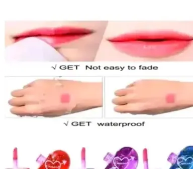 Lip Gloss Tint for Dry and Chapped Lips Pack of 2 | Waterproof Metallic Finish | Cute Heart-Shaped Packaging thumbnail 2