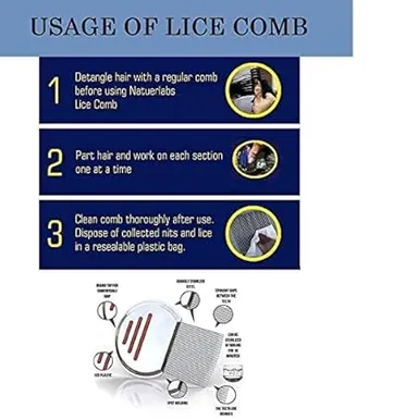 Lice Remover Comb for Women and Kids | Stainless Steel Lice Terminator Comb for Fine Egg Nit Lice Removal | Hair Scalp Louse and Eggs Remover |(Pack of 1) thumbnail 2