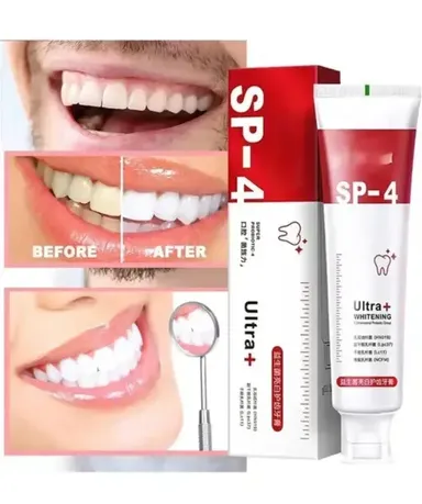 SP 4 Ultra Brightening Toothpaste Advanced | Whitening Formula for Stain Removal Enamel Protection | Fresh Mint Flavor Pack of 3 thumbnail 0