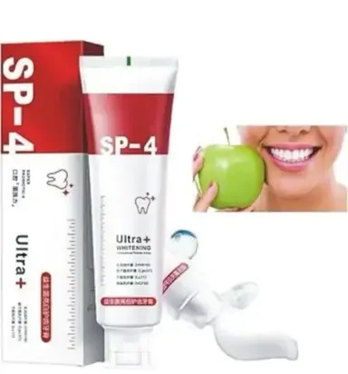 SP 4 Ultra Brightening Toothpaste Advanced | Whitening Formula for Stain Removal Enamel Protection | Fresh Mint Flavor Pack of 3 thumbnail 1