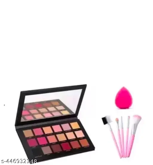 Rose multicolor eyeshadow brush set 5‑pc with puff | Roseye shadow 5 pc brush or puff India image 1
