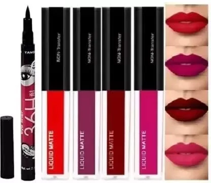 MINI 4‑in‑1 Waterproof Liquid Lipstick & 36 h Long‑Lasting Eyeliner Pack | Yanqina Mini Combo image 1