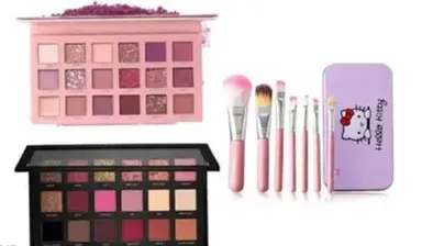 Rose Gold Eyeshadow Palette with 7 Pcs Makeup Brushes & 6 Pcs Makeup Sponge Puff Combo | Multicolor Matte Finish | Ideal for Beginners thumbnail 0