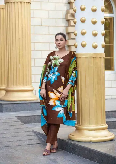 Cotton Printed Women Suit | Handwork Cotton Salwar Suit | Unstitched Cotton Dress Set  thumbnail 0