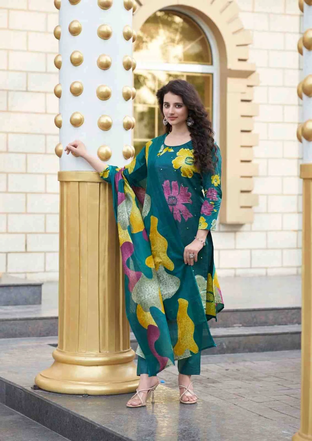 Cotton Printed Women Suit | Handwork Cotton Salwar Suit | Unstitched Cotton Dress Set image 1