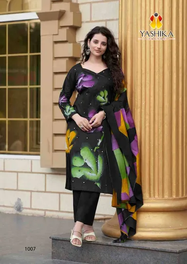 Cotton Printed Women Suit | Handwork Cotton Salwar Suit | Unstitched Cotton Dress Set  thumbnail 0