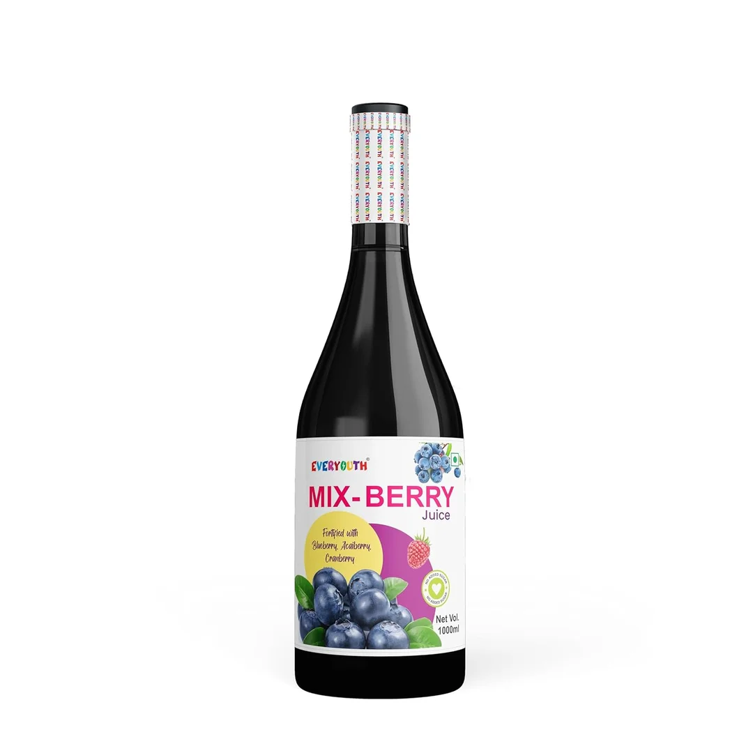 EVERYOUTH Mix Berry Juice, 1000ml, Fortified with Blueberries, Raspberries, Cranberries | Vegan, Antioxidant-Rich, No Added Sugar, Ideal for Immunity Boost image 2