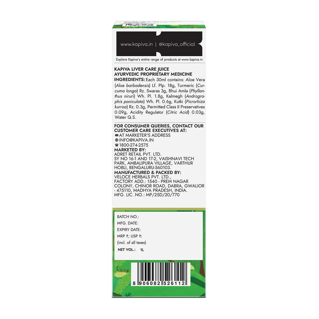Kapiva Liver Care Juice | Ayurvedic Liver Detox Supplement with Aloe Vera| Bhui Amla| Kalmegh  Kutki & Turmeric | 1L for Liver Health Support image 5