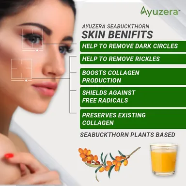Ayuzera Himalayan Sea Buckthorn Juice 300ml | Rich in Vitamin C, Antioxidants | Liquid Immunity Booster, Skin Health Supplement | Pack of 1 thumbnail 3