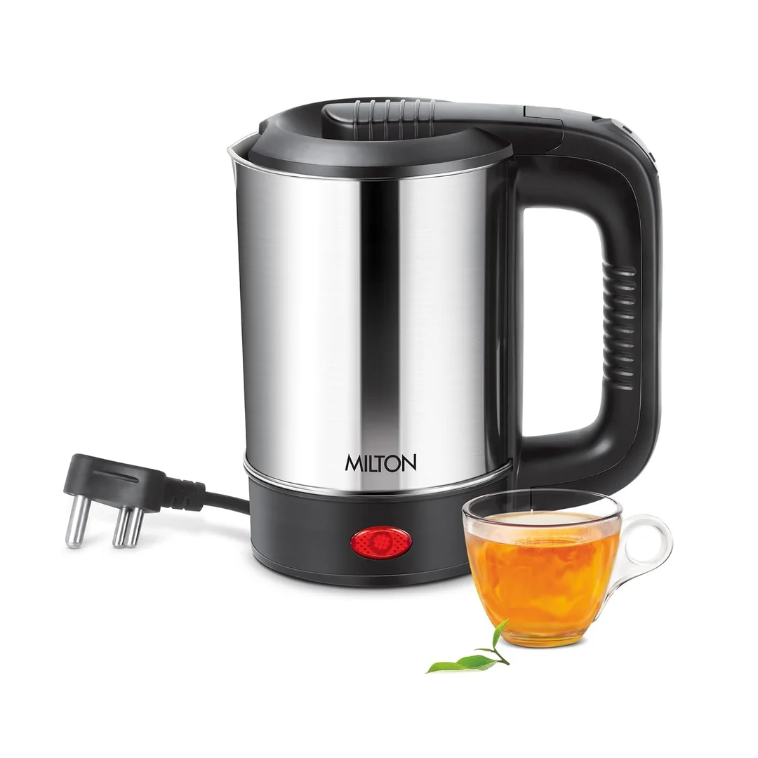 MILTON Euroline Compact 500 ml Stainless Steel Electric Travel Kettle 1000W Auto Shut-Off Concealed Heating Element Silver image 1