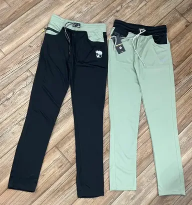 Men Lycra Track Pants Pack of 2, Stretch Gym Joggers, Zipper Pockets thumbnail 0