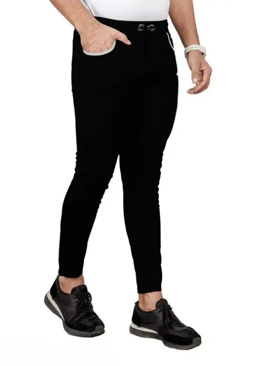 Men Lycra Jogger Pants Pack of 2, Soft Stretch Gym Joggers image 3