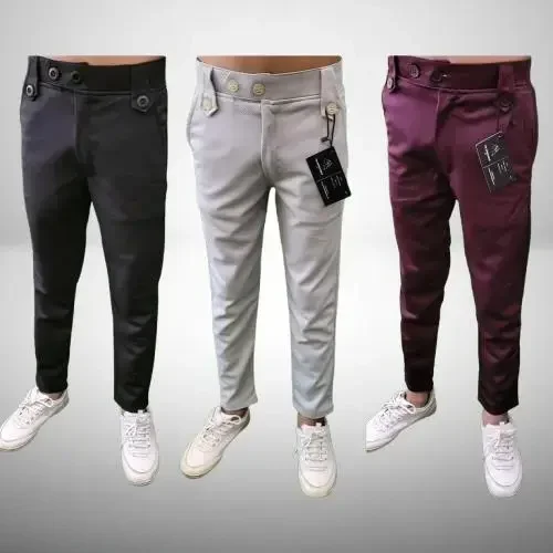 Impeccable Fit Kids Trouser Pants Pack of 3 | Cotton Blend Comfortable & Stylish Kids Trousers | Unisex Lower Pants Black, Grey, Wine | Ages 5-15 image 1