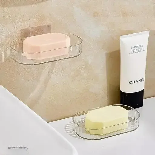 Self Adhesive Soap Holder Stand | Self Draining Soap Dish Wall Mount No Drill Waterproof Heavy Duty Bathroom & Kitchen Use White (Pack 1) image 2