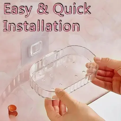 Self Adhesive Soap Holder Stand | Self Draining Soap Dish Wall Mount No Drill Waterproof Heavy Duty Bathroom & Kitchen Use White (Pack 1) image 4