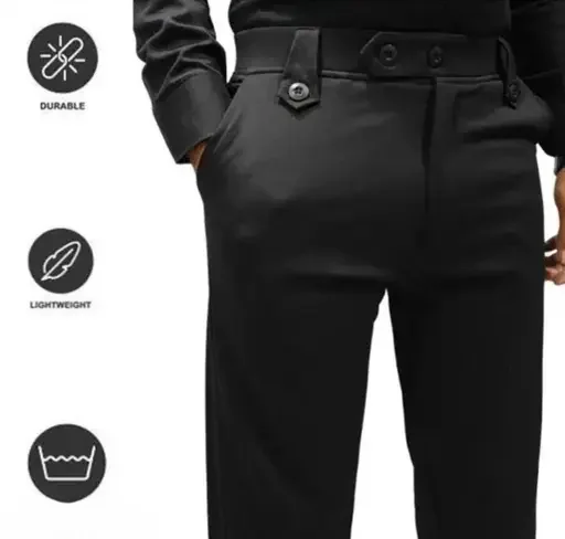 Eetma Track Pant Trouser for Men | Lycra Blend Casual Wear Lower | Black Twill Fabric | Gym & Office Use | Pack of 1 image 1