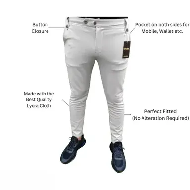 Lycra Blend Trousers Men, Soft Stretch Casual & Office Wear Pants for Boys & Men thumbnail 1