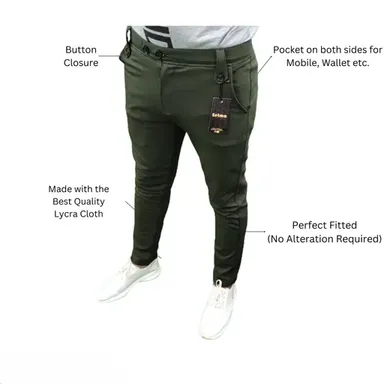 Lycra Blend Trousers Men, Soft Stretch Casual & Office Wear Pants for Boys & Men thumbnail 2