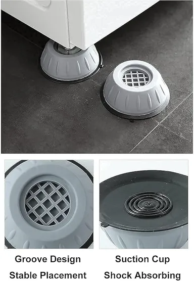Anti Vibration Pads for Washing Machine | Shock Absorber Feet Pads with Suction Cup | Noise Cancelling Non Slip Plastic Support| Pack of 4 thumbnail 1