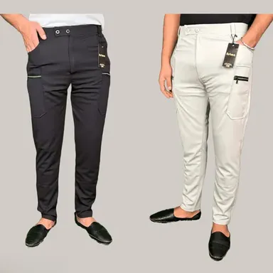  Men’s Lycra Trousers Pack of 2 | Soft Blend Casual & Regular Wear | Comfortable, Durable | Perfect for Summer | India thumbnail 0