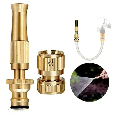 Kelby Premium Brass 1/2 Hose Spray Nozzle | Adjustable Leak Proof Water Spray Gun | Heavy Duty Brass Construction for Gardening Car Washing & Pet Bathing | Eco-Friendly Watering Tool thumbnail 0