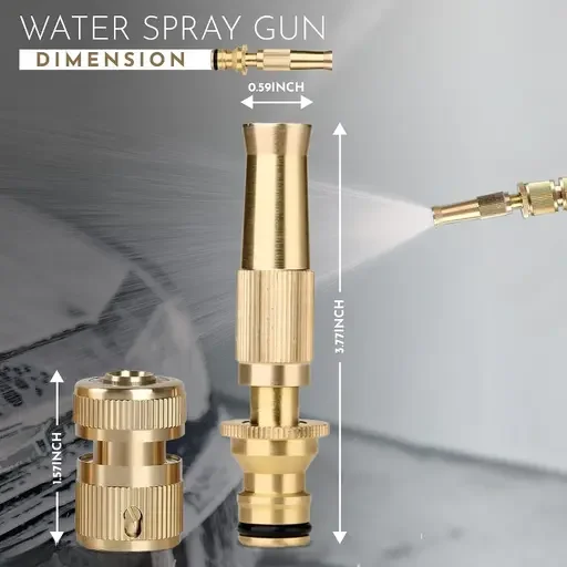 Kelby Premium Brass 1/2 Hose Spray Nozzle | Adjustable Leak Proof Water Spray Gun | Heavy Duty Brass Construction for Gardening Car Washing & Pet Bathing | Eco-Friendly Watering Tool image 2
