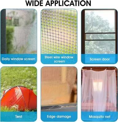 KARTLIE Mosquito Net Repair Tape | Strong Adhesive, Waterproof Fiberglass Screen Patch for Window Door Holes | Anti-Insect Mesh Tape Roll, 1 Pc thumbnail 3