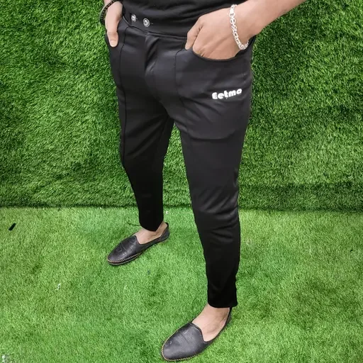 Men Lycra Jogger Pants Pack of 2, Soft Stretch Gym Joggers image 2