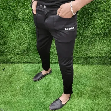 Men Lycra Jogger Pants Pack of 2, Soft Stretch Gym Joggers thumbnail 1