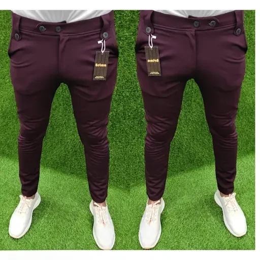 Men Trousers Pack of 2 | Stylish Maroon Slim Fit Lycra Blend Casual Wear Trousers for Men & Boys image 1