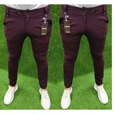  Men Trousers Pack of 2 | Stylish Maroon Slim Fit Lycra Blend Casual Wear Trousers for Men & Boys thumbnail 0