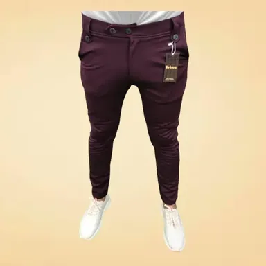  Men Trousers Pack of 2 | Stylish Maroon Slim Fit Lycra Blend Casual Wear Trousers for Men & Boys thumbnail 3