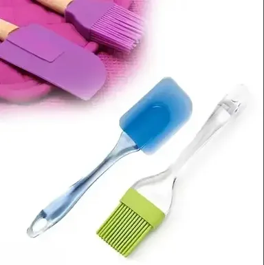silicone spatula and pastry brush set multicolor | food‑grade heatproof BPA‑free | dishwasher safe | baking cooking BBQ thumbnail 0