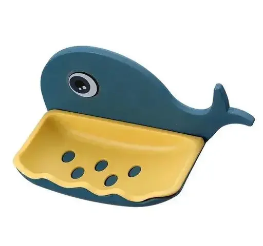 Pack‑1 Fish Design Self Adhesive Soap Holder | Wall Mounted ABS Plastic Tray with Drain for Bathroom Kitchen Sink | Easy No‑Drill Installation image 2