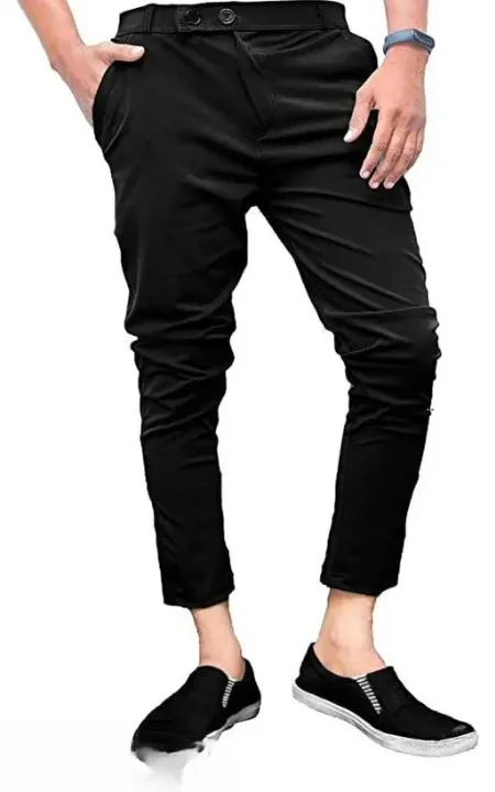 Men Lycra Jogger Pants | Slim Fit | Stretchable & Stylish Trackpants | Gym, Running, Yoga, Casual Wear | Black | With Zipper Pockets image 1